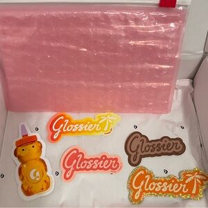 5 Glossier Vibrant Sticker Collection - Pink pouch included !